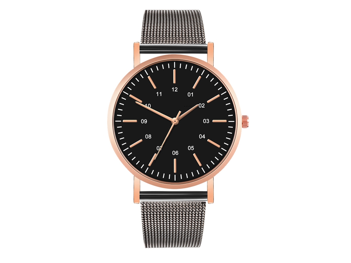 Reloj De Moda Para Parejas Con Correa De Malla Dial Redondo Cuarzo Unisex