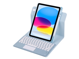 Capa Teclado Bluetooth Czhhmart Para Ipad 11 A16 (2025)/10th 10.9 (2022) Polegadas, Giratorias, Con Teclado De Tampa Redondo (azul Celeste)