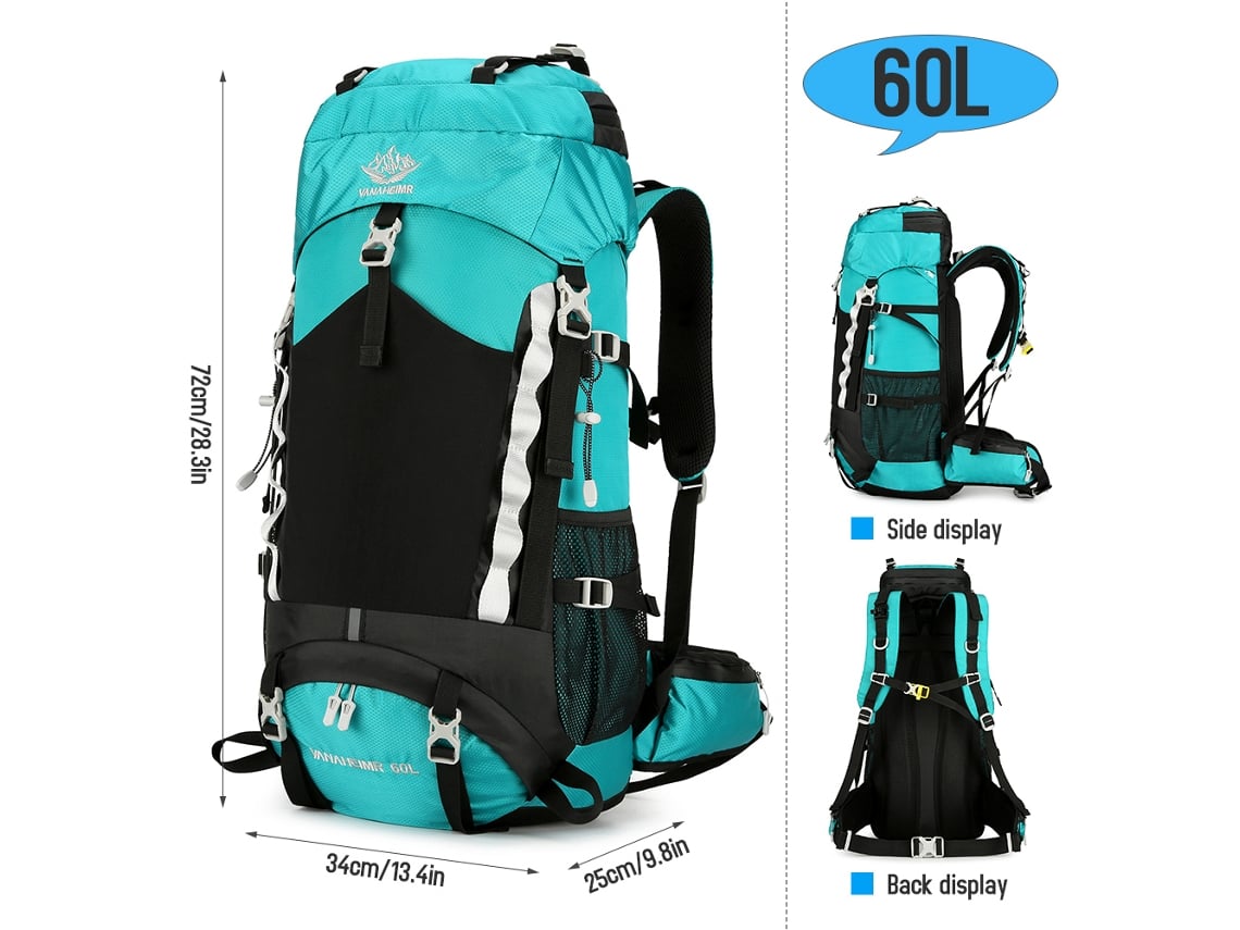 Mochila Impermeável 60l com Capa Chuva para Camping