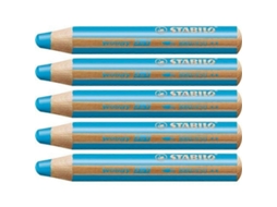 Lápis De Cor Stabilo Woody Cyan 3 Em 1 Olysi Shop (5 Unidades)