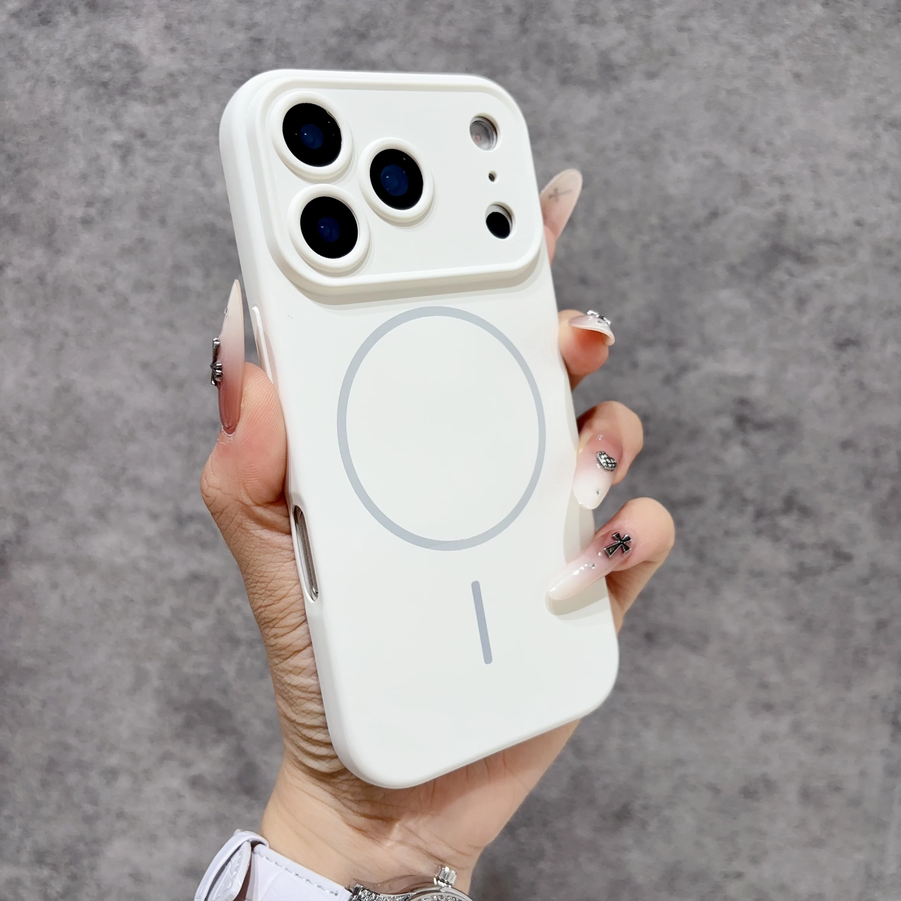 Capa Protetora Magnética Para Carregamento Sem Fio (iphone 17 Branco) Com Tampa Para Lente.