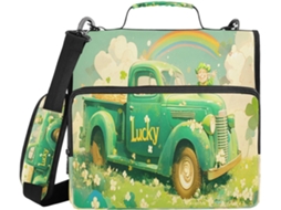 Pasta com 3 argolas, 1,5 bolsos com bolsas extras e alça, fácil de transportar, organizador de documentos escolares.