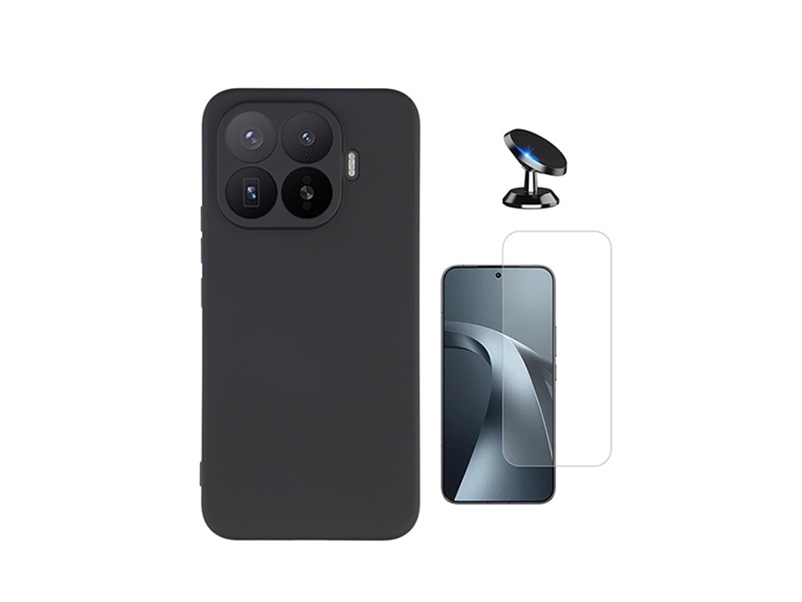 Kit Vidro Temperado Cleargorilasglass Capa Proteção Silicone Suporte De Carro Para Xiaomi 17t 5g - Preto