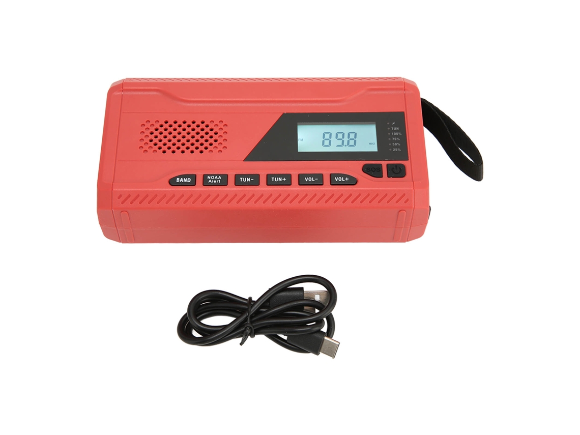 Rádio Portátil Am/fm Wb com Manivela e Tela Lcd, Alarme Sos, Lanterna e Bateria de 4500mah para Uso Externo AQUAFORGE