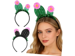 Conjunto de 2 tiaras de cactos verdes para festas com acessórios de cabelo em feltro
