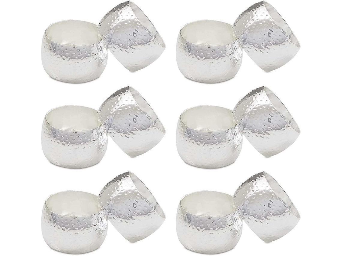 Rebe juego de 12 Anillos de Servilleta de Plata para Bodas, Hogar Y Fiestas, Diseño Elegante Y Versátil