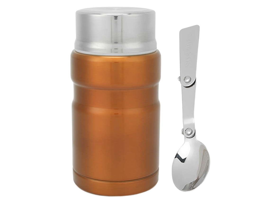 Container Térmico Aço Inox 750ml Comida Marrom