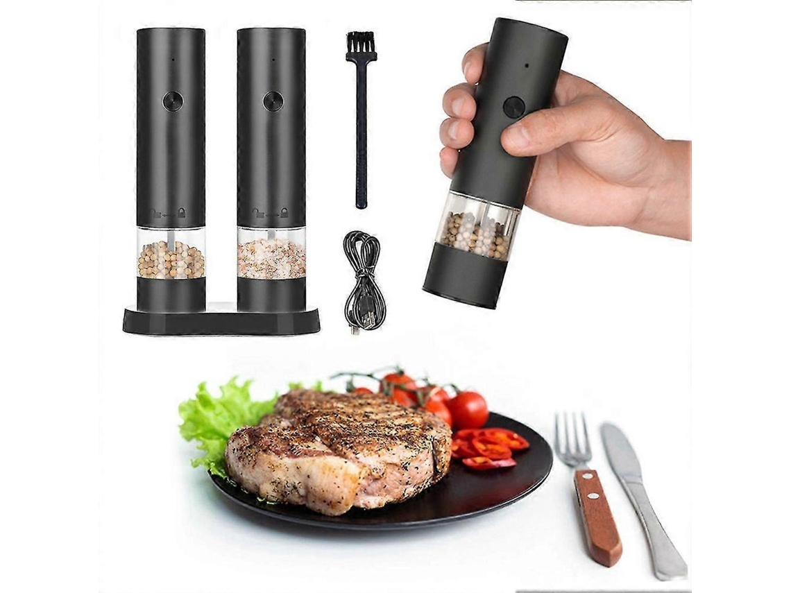 Moedor Elétrico De Sal E Pimenta, Recarregável Via Usb, Com Ajuste De Moagem. VONKELIOS