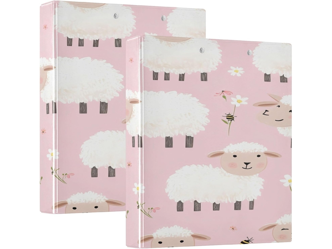 Massa Escolar Com Estampa De Ovelha Branca Desenho Animado, 3,8cm 1,5 Polegadas, 3 Argolas Com Prancheta, Embalagem Com 1 2
