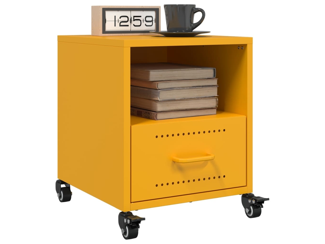 Vidaxl Mesas De Cabeceira 2 Pcs 36x39x43,5 Cm Aço Amarelo Mostarda
