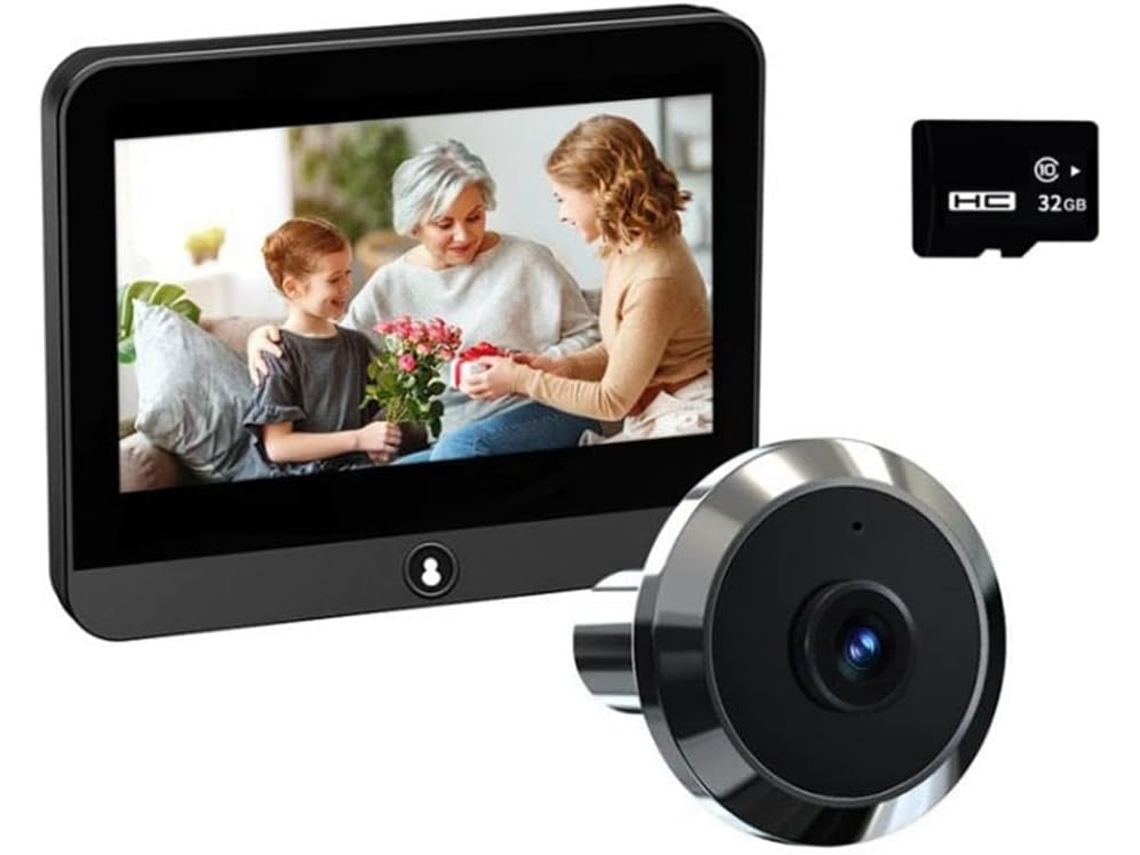 Tuya Wifi 4, Campainha Digital de 3 Polegadas com Câmera de 2mp e Olho Mágico Eletrônico com Detecção SFUSHOS