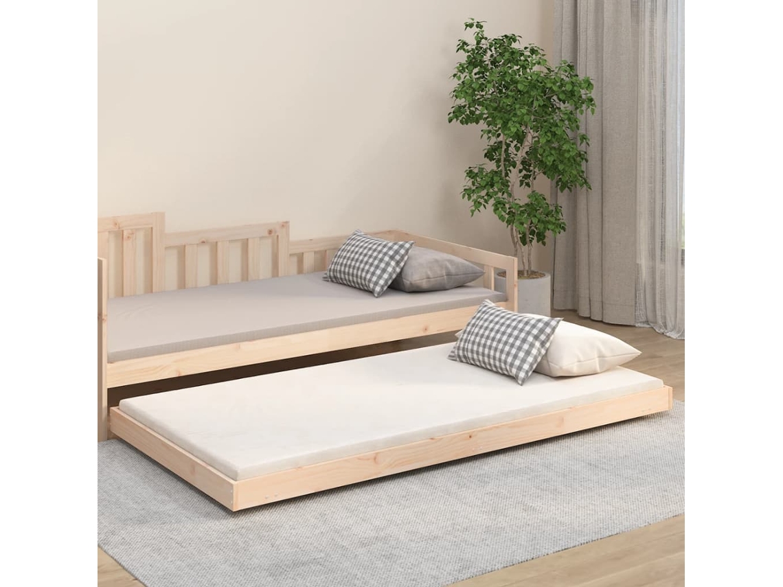 Cama De Solteiro | Cama De Adulto | Cama Sem Colchão 100x200 Cm Madeira De Pinho Maciça Wsd609637