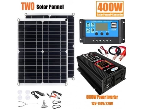 Inversor de display inteligente 6000W 12V-220V 2 painéis solares kit de painel solar 100A 200W gerador de energia solar ALLONSCD