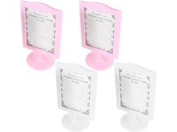 Conjunto 4 Porta Retratos Dupla Suporte Plástico Branco Decorativo Natural Escritório Decoração Face Mesa Rosa GOKOCO