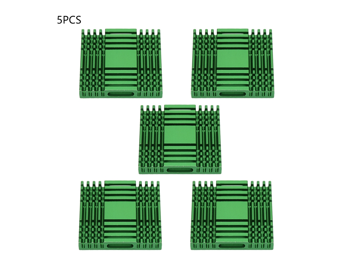 5pcs Dissipador de Calor de Aluminio Hueco para Chip Electrónico de Cpu 37*37*6 (verde)