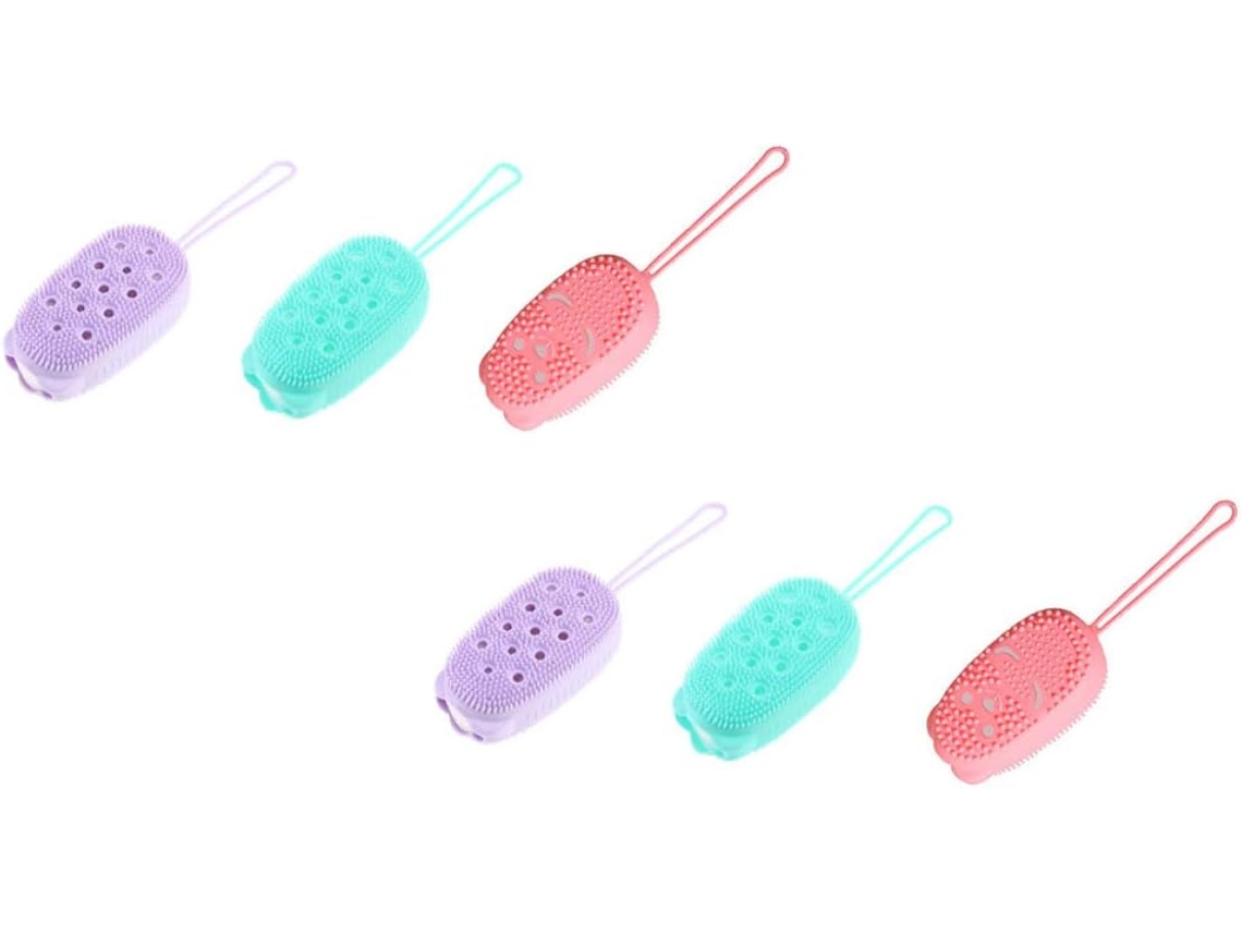 Conjunto De 6 Peças Escova Banho Silicone Wooneky, Escova De Massagem Para Adultos Com Esponja Limpeza Banheiro, Várias