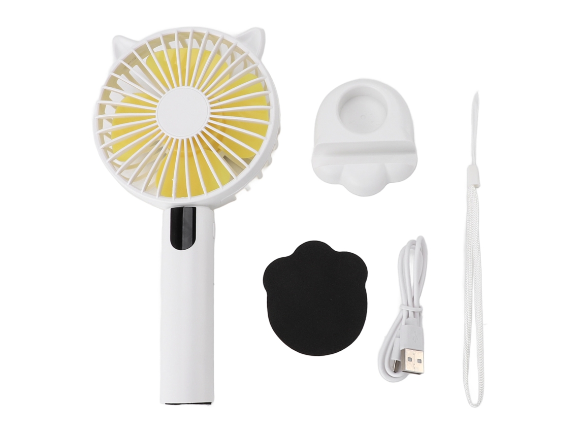 Ventilador Portátil Usb 5 Velocidades Luz Noturna Branco