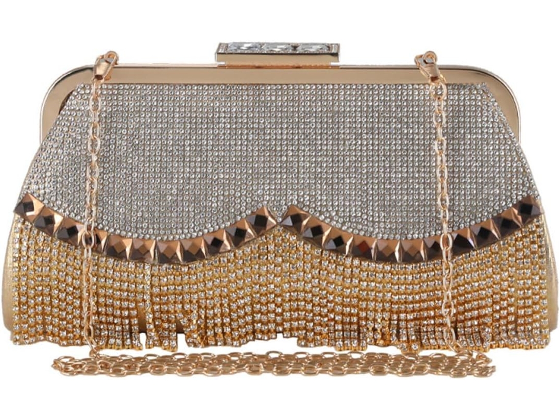 Bolsa De Festa Ciieeo Com Strass, Design Elegante E Prático Em Poliéster, Bolsa De Mão