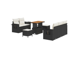Conjunto 8 Conjunto De Sofá De Jardim Vidaxl Preto Vime Pe (90 X 55 X 71 Cm)