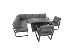 Conjunto De Sofá De Jardim Em Alumínio Para 7 Pessoas Com Mesa De Lareira A Gás Integrada, Sofá Modular De Canto, 2