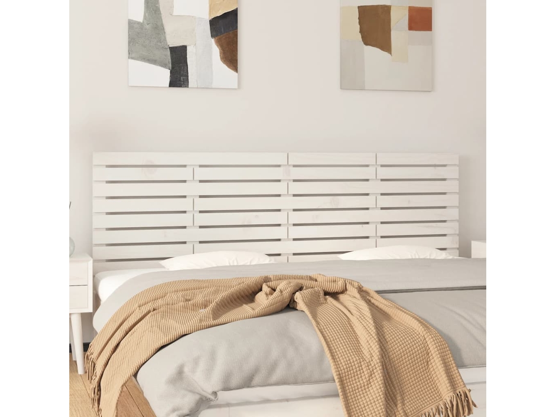 Cabecero de pared 206x3x63 cm madera maciza de pino blanco