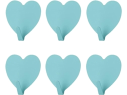 Conjunto de 6 Ganchos Parede Decorativos em Formato Coração, Aço Inoxidável S BRILVIBERA (azul)