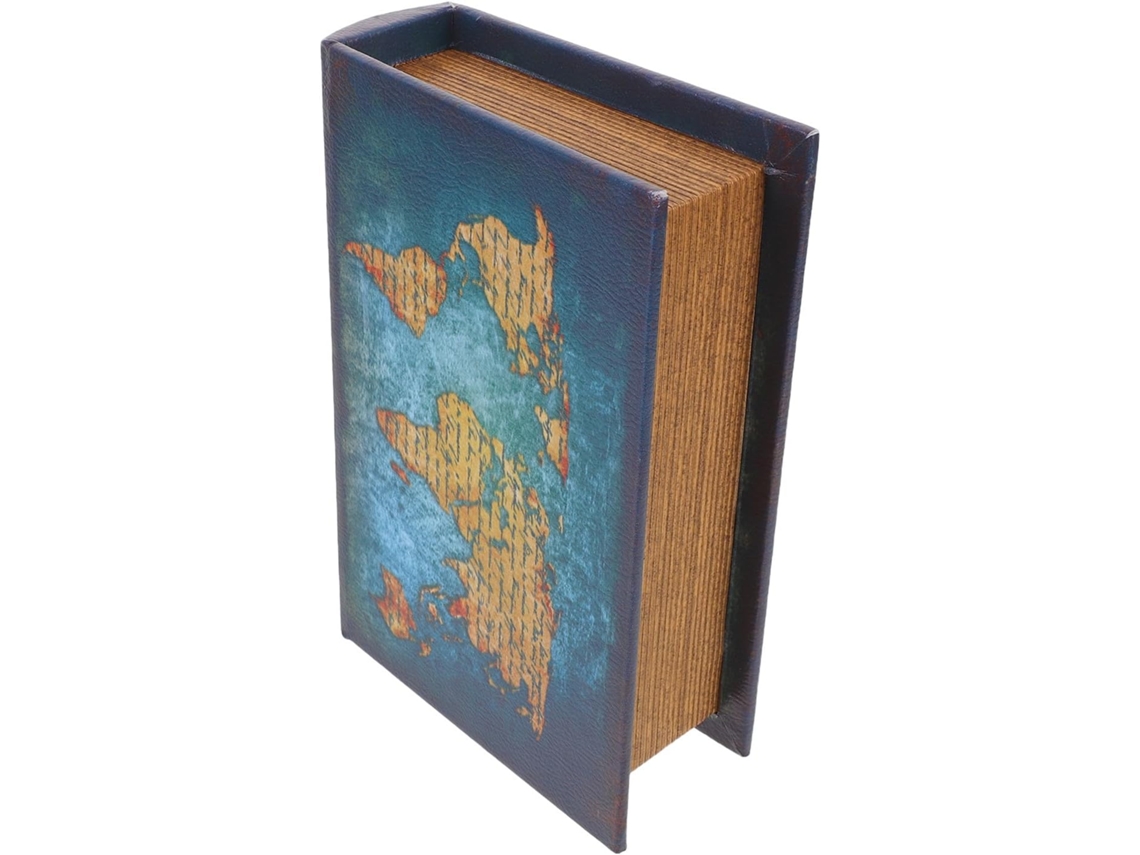 Caixa Armazenamento Vintage Madeira Formato Livro Design Europeu Elegante Fácil Limpar Portátil Ideal GOKOCO