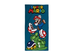 Toalha de Praia de Algodão Super Mario Jumping, Tamanho Único, Azul/multicolorida BRILVIBERA