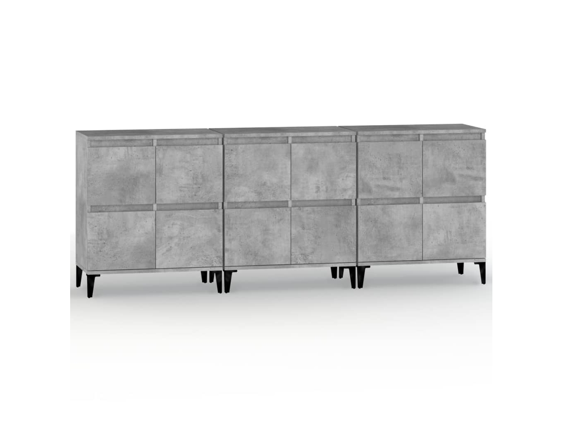 Conjunto de 3 Aparadores De Madeira Cinza Cimento 60x35x70 cm MAISON EXCLUSIVE