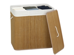 Cesto Roupa Suja Bambu Cor Castanho 60x40x60 Cm Homcom