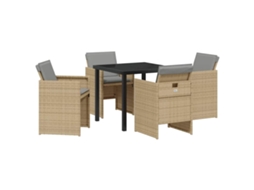 Conjunto de Móveis de Jardim HARLANV1 com 3 Pcs para Refeição Vime e Polipropileno Preto e Vidro