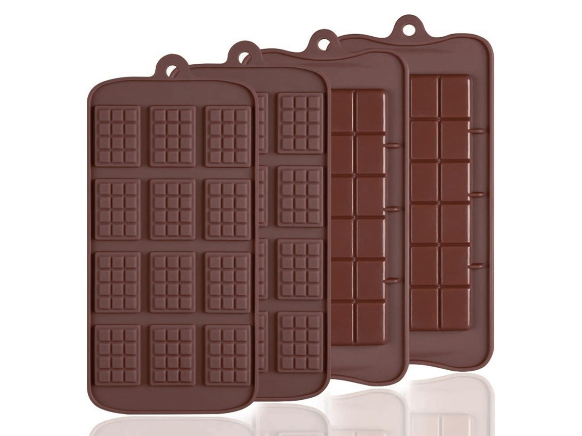 Pcs Moldes de Chocolate Silicone 12 Grades + 24 Quebram Cobertura Antiaderente Doce Proteína e Assadeira Molde Barra Energia UISAVE