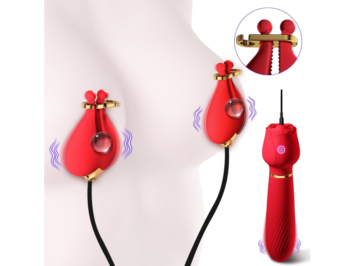 Vibrador 2 Em 1 Para Mamilos E Clitóris, Massajador De Ponto G Com Varinha E 10 Modos De Vibração, Brinquedo Adulto Recarregável