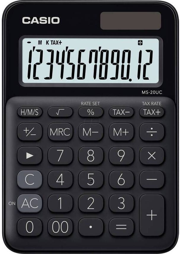 Calculadora Básica CASIO MS-20UC-BK Preto (12 dígitos)