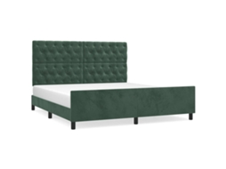 Bed Frame With Headboard, Bed Frames With Headboards Vidaxl Verde Veludo (160 X 200 Cm)