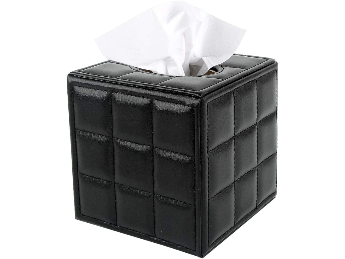 Caixa de Lenços de Couro Pu, em Formato de Cubo, para Casa e Escritório BRILVIBERA