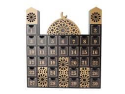 Laxiscreed Calendário De Contagem Decrescente Em Madeira Com Luz Led Para Ramadan E Eid