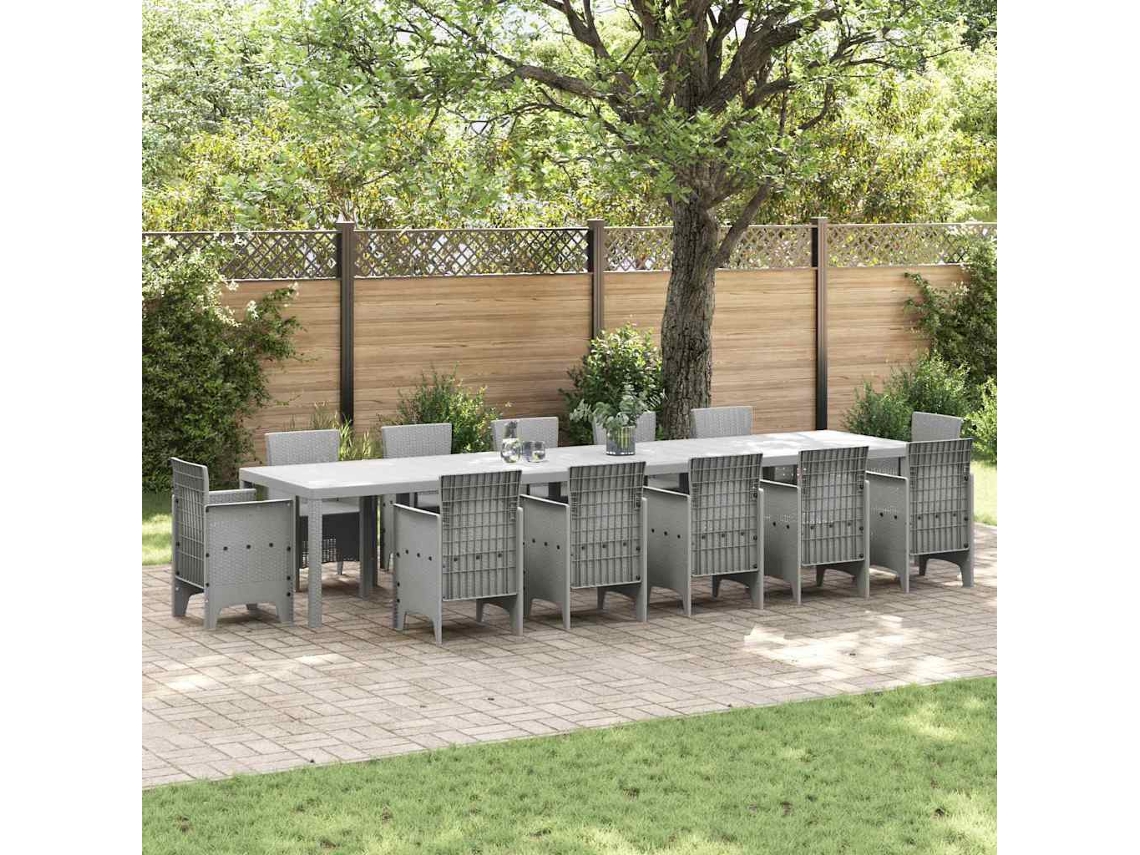 Vidaxl Mesa De Jardim Cinzento-claro 400 X 100 X 73 Cm Vime Pe