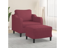 Vidaxl Poltrona Com Apoio De Pés 60 Cm Tecido Vermelho Tinto