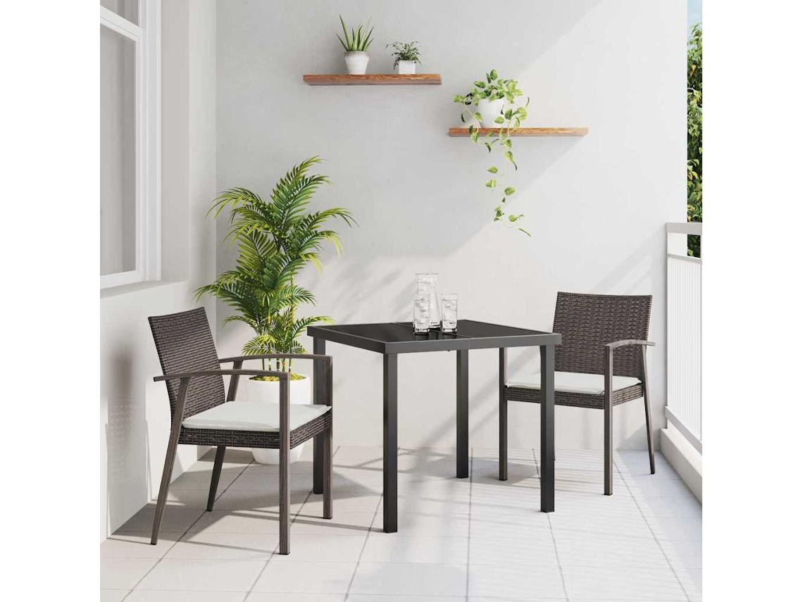 Vidaxl Conjunto De Jantar Para Jardim 3 Unid. Marrom E Preto
