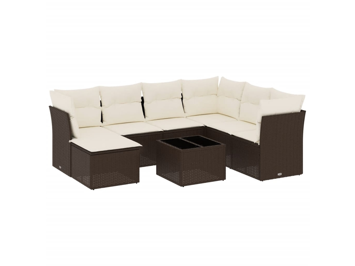 Maison Exclusive - 8 Pcs Conjunto Sofás De Jardim C/ Almofadões Vime Pe Castanho