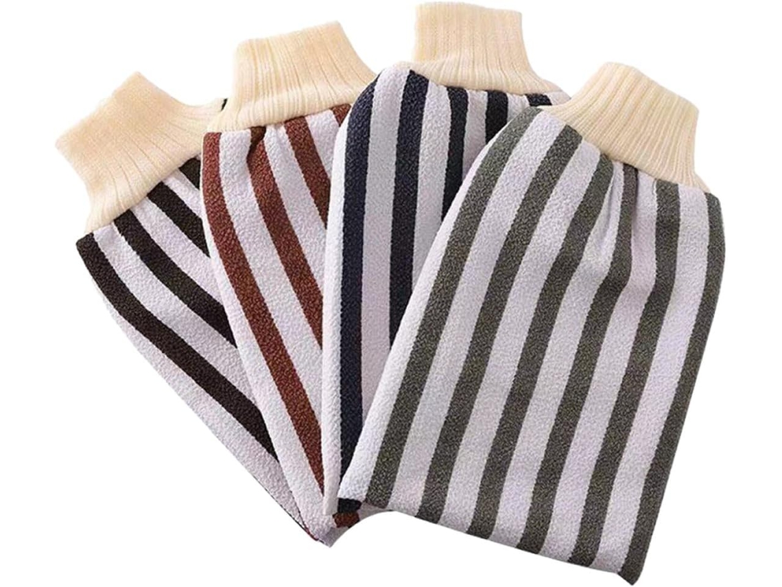 Conjunto de 4 esponjas esfoliantes de algodão Luvas para limpeza profunda e massagem corporal.
