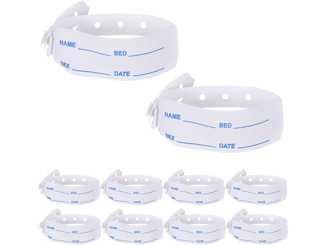 Pulseira De Identificação Médica Ajustável Em Pvc, 100 Unidades, Cor Clara
