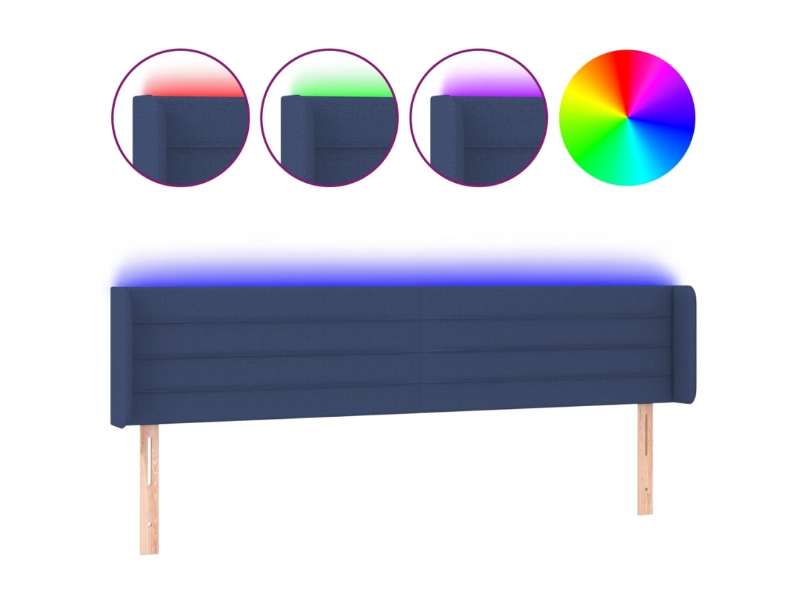 Led Headboard, Led Headboards Vidaxl Azul Tecido (183 X 16 X 78/88 Cm)