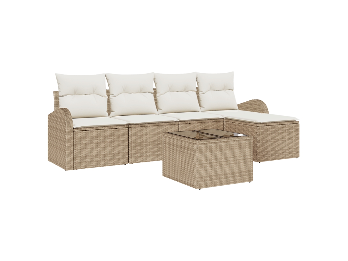 Conjunto 6 Móveis De Jardim Vidaxl Bege Vime Pe (55 X 55 X 37 Cm)