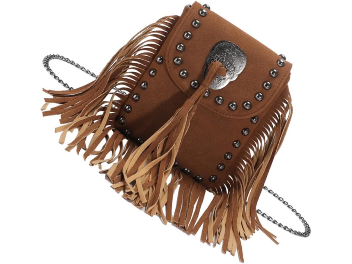 Bolsa Feminina Vintage Com Franjas E Borlas, Elegante Bolsa De Ombro.