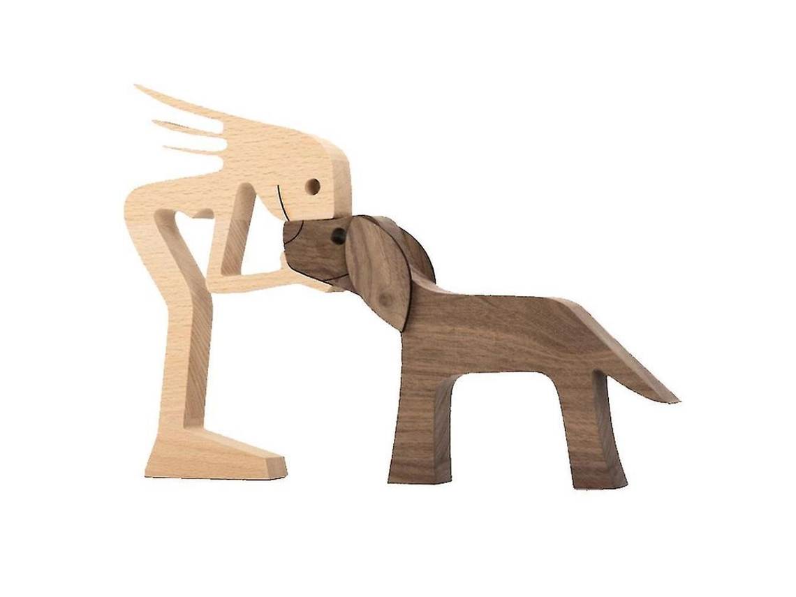 Estatua De Familia De Perros Y Gatos De Madera Tallada A Mano Decoración Hogar Regalo Navidad Cumpleaños B