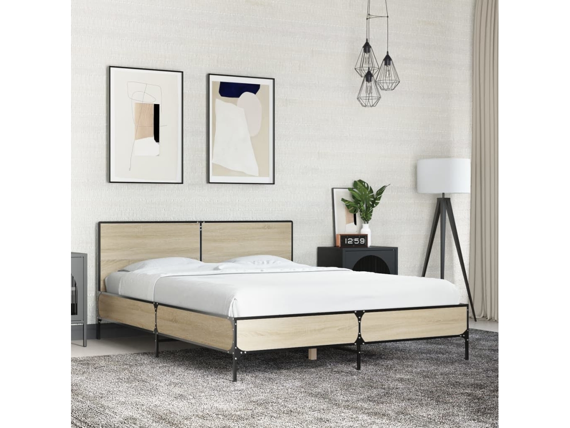 Estrutura De Cama 120x200 Cm Derivados Madeira/metal