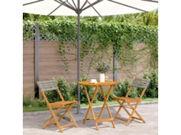 Vidaxl 3 Pcs Conjunto De Bistrô Vime Pe E Madeira Maciça Cinzento