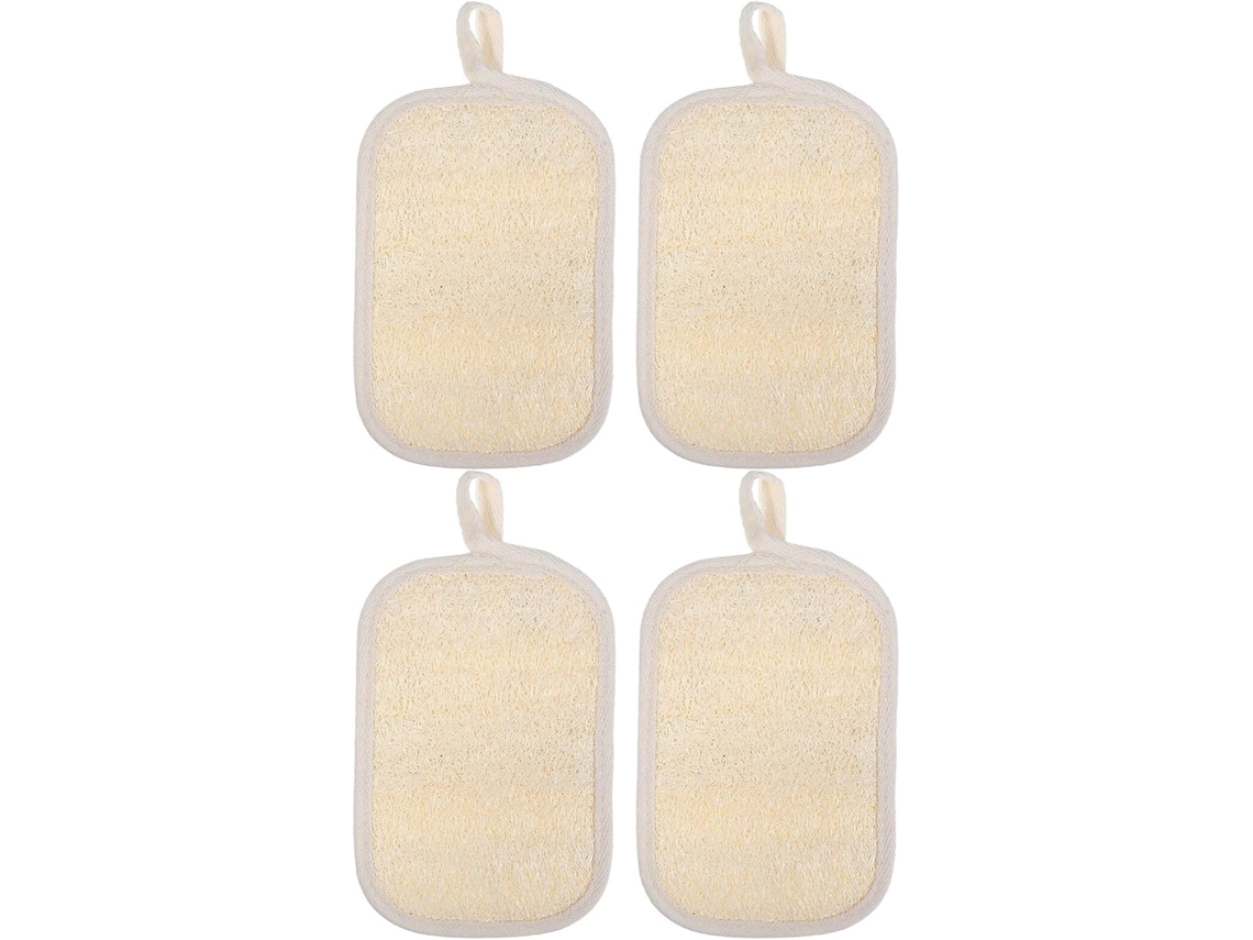Lurelia Conjunto De 4 Buchas Vegetais De Banho Para Duche, Bucha Natural, Pega Ergonómica E Antiderrapante